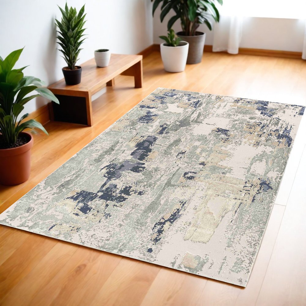 Beige and Gray Abstract Area Rug
