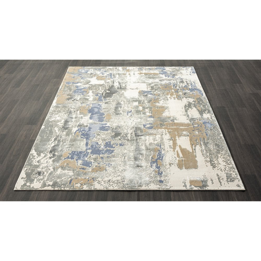 Beige and Gray Abstract Area Rug