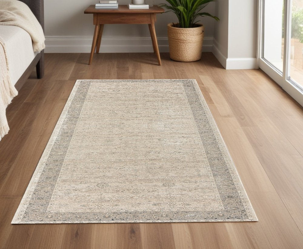Beige and Gray Medallion Area Rug