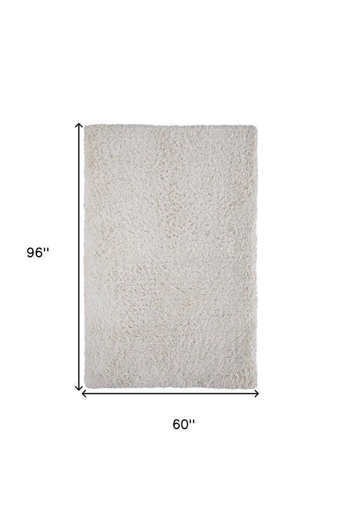 Ivory Shag Hand Tufted Area Rug - 4x6 Glam Luxury | AUREMI