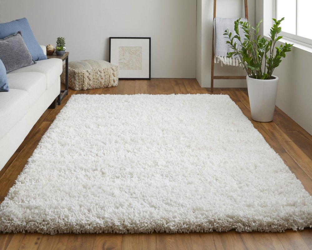 Ivory Shag Hand Tufted Area Rug - 4x6 Glam Luxury | AUREMI