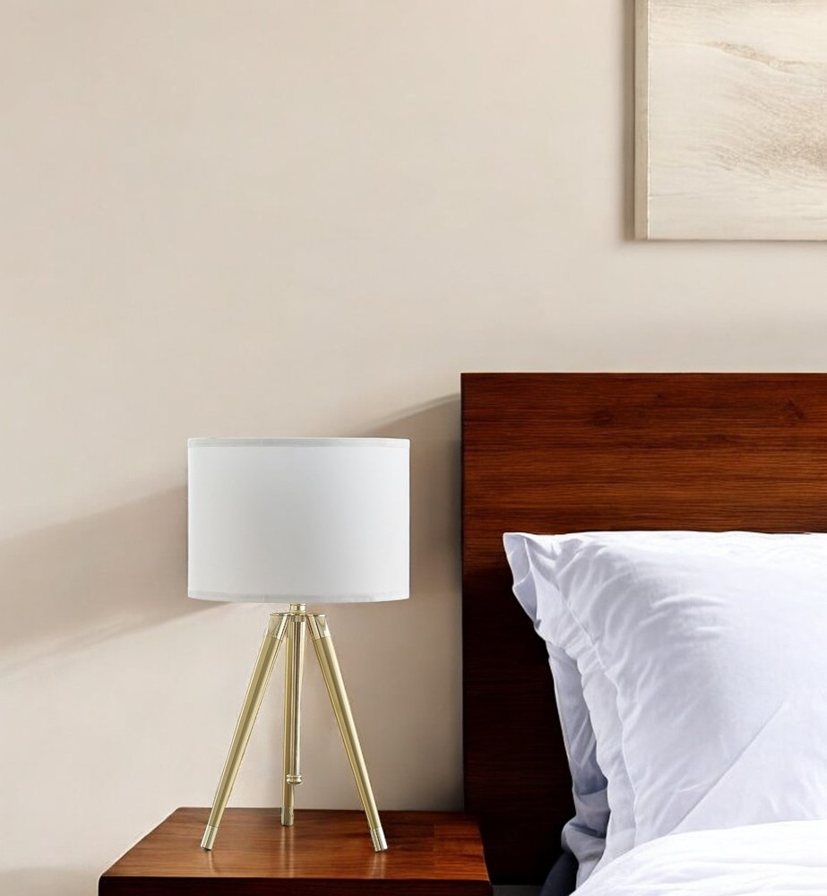 Gold Metal Adjustable Height Tripod Table Lamp