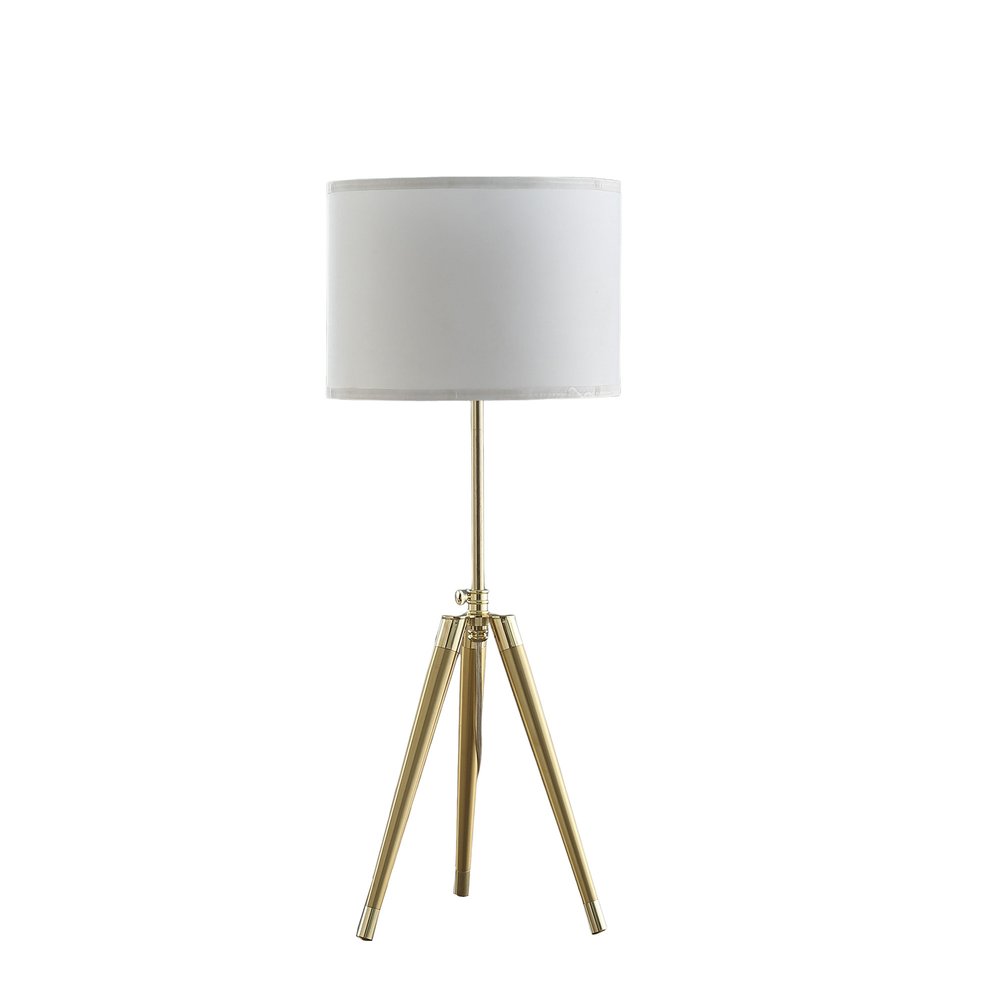 Gold Metal Adjustable Height Tripod Table Lamp