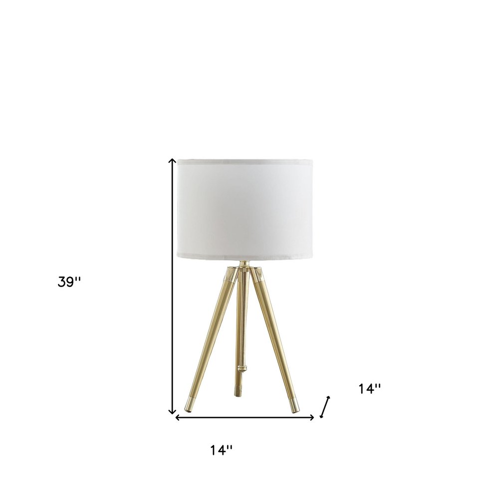 Gold Metal Adjustable Height Tripod Table Lamp