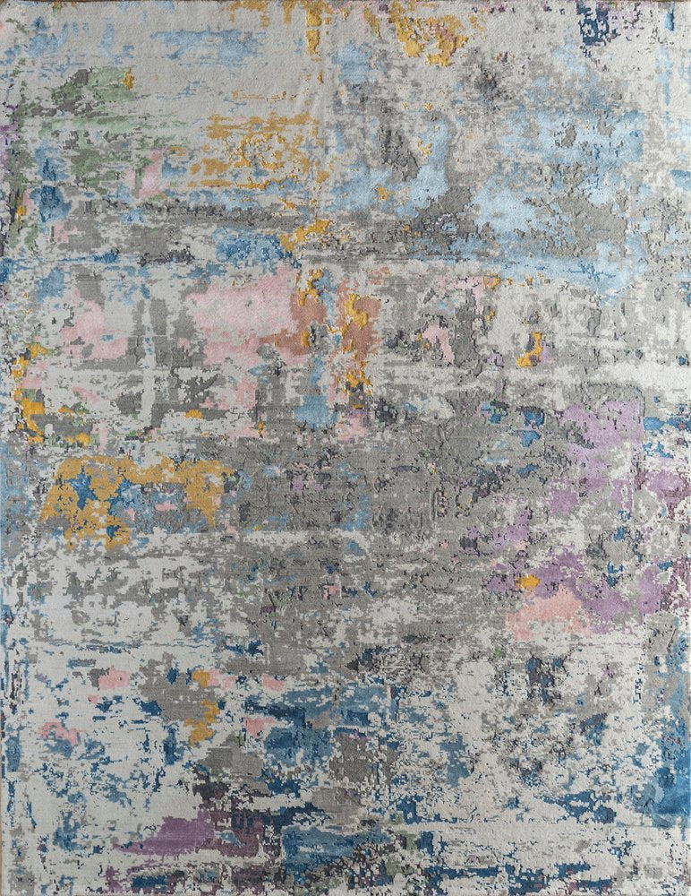 Blue Abstract Hand Knotted Area Rug - 8x10 Artisan | AUREMI