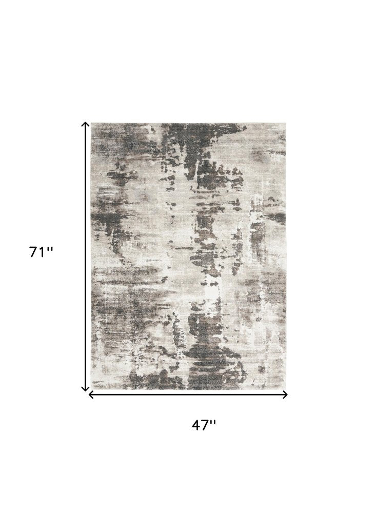 Blue Abstract Power Loom Area Rug - 4x6 Modern | AUREMI