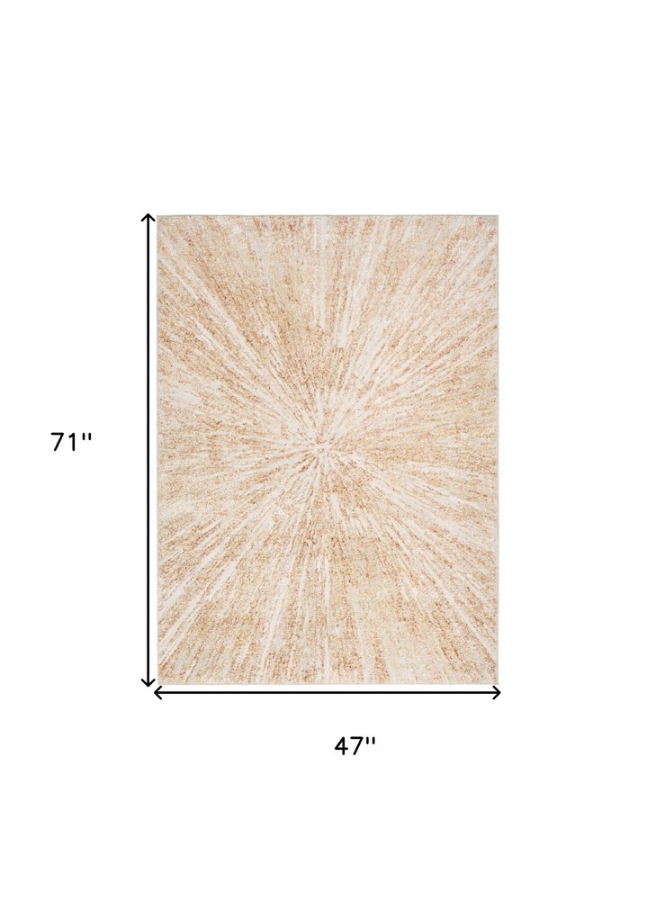 4' X 6' Ivory Abstract Area Rug