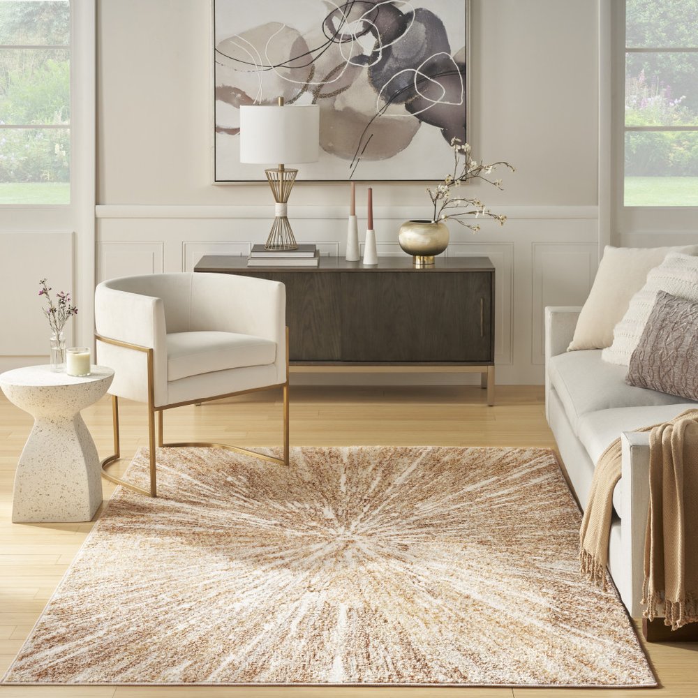 4' X 6' Ivory Abstract Area Rug