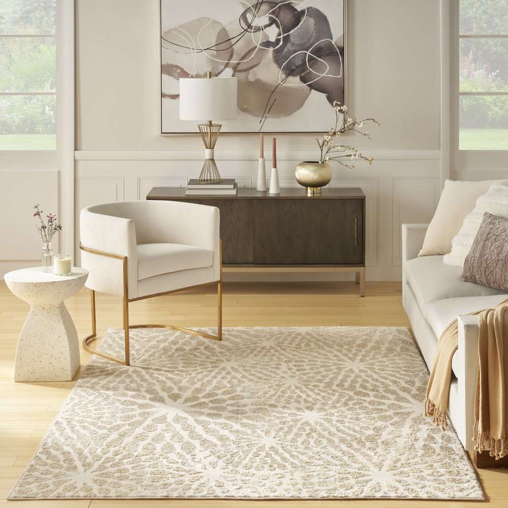 Ivory Abstract Area Rug