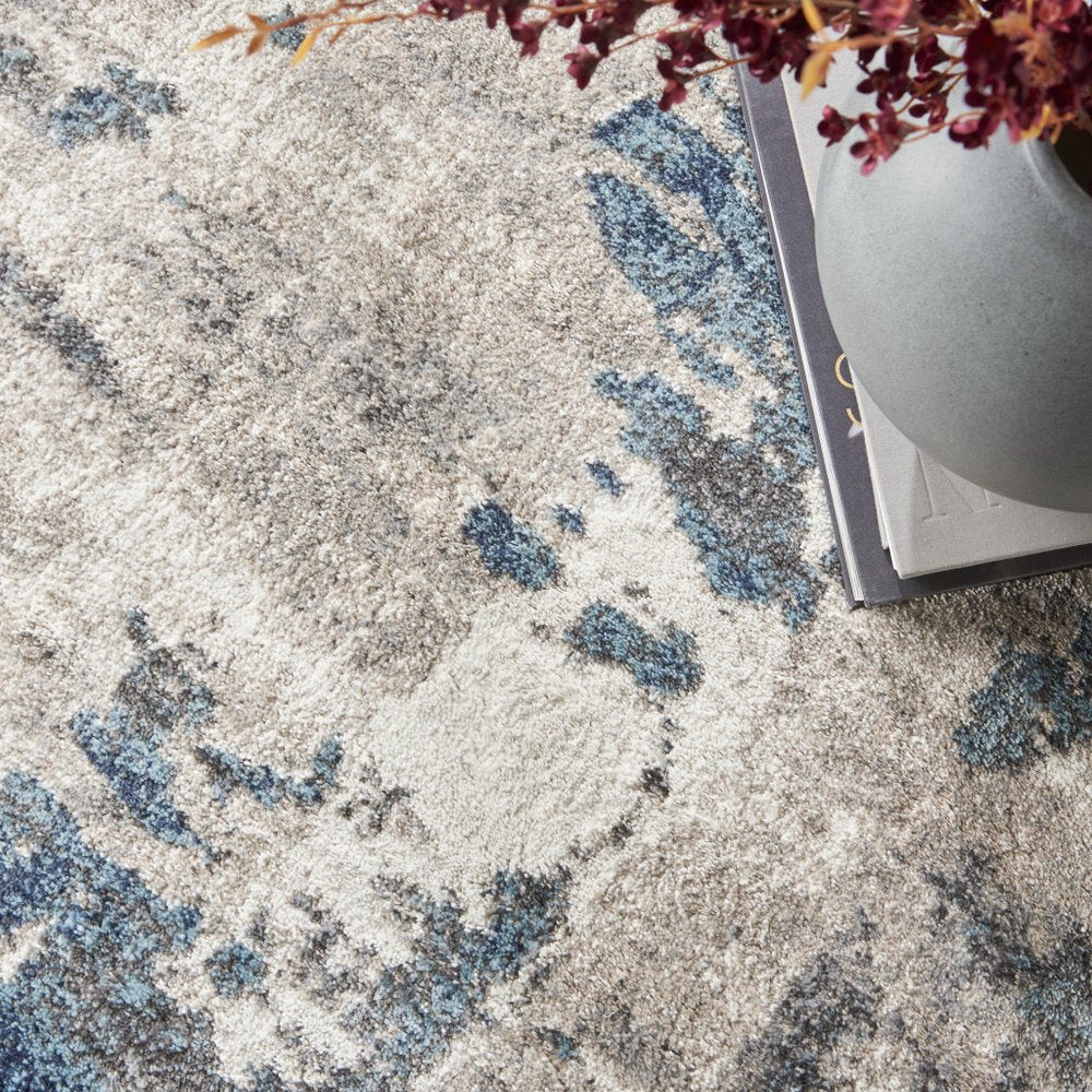 Blue Abstract Power Loom Area Rug - 4x6 Modern | AUREMI