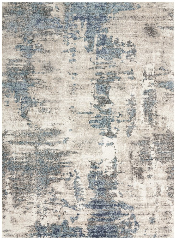 Blue Abstract Power Loom Area Rug - 4x6 Modern | AUREMI