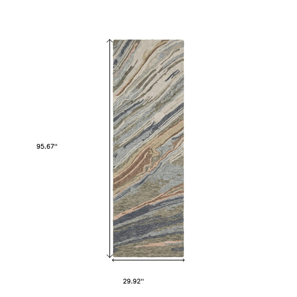 Gray Blue Wool Abstract Hand Tufted Area Rug -  Modern | AUREMI