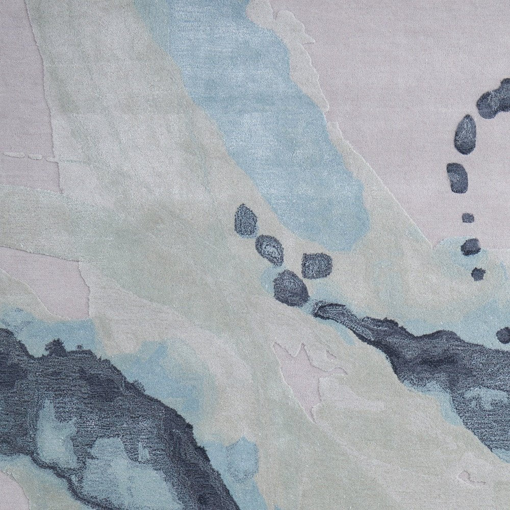 Green Blue Ivory Abstract Hand Tufted Area Rug - 8x10 Artisan | AUREMI