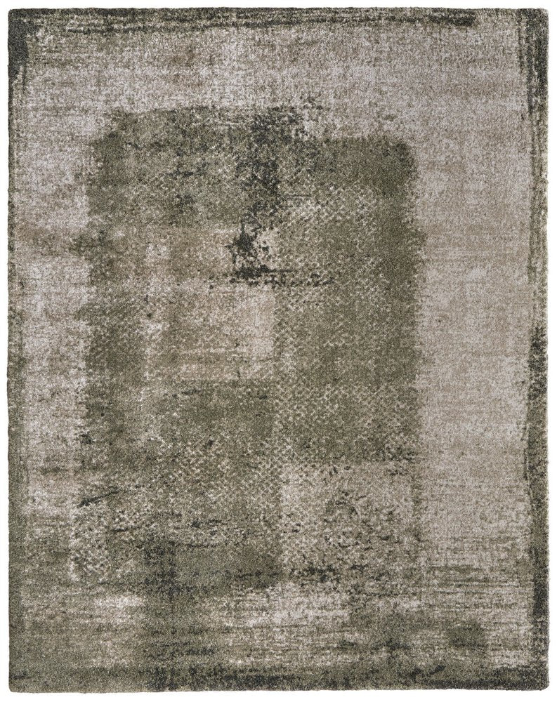 Green Tan Abstract Distressed Area Rug - 8x10 Industrial | AUREMI