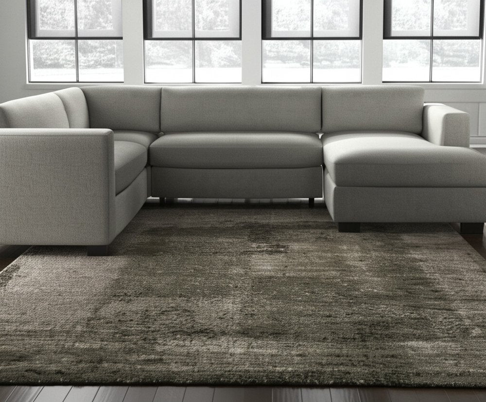 Green Tan Abstract Distressed Area Rug - 8x10 Industrial | AUREMI