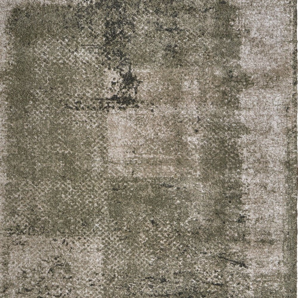 Green Tan Abstract Distressed Area Rug - 8x10 Industrial | AUREMI