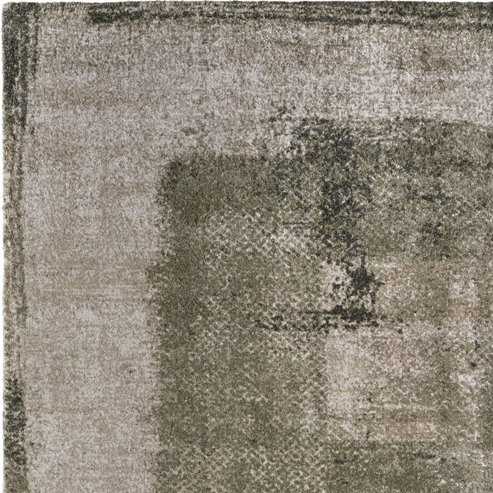 Green Tan Abstract Distressed Area Rug - 8x10 Industrial | AUREMI