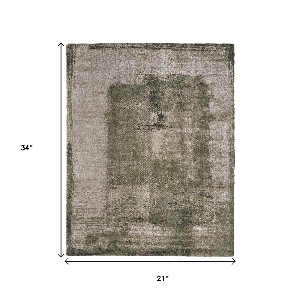 Green Tan Abstract Distressed Area Rug - 8x10 Industrial | AUREMI