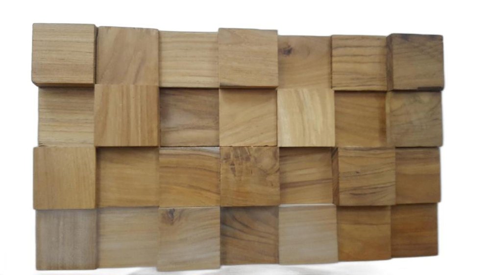 AUREMI Embossed Block Teak Wood Decorative Wall Panels
