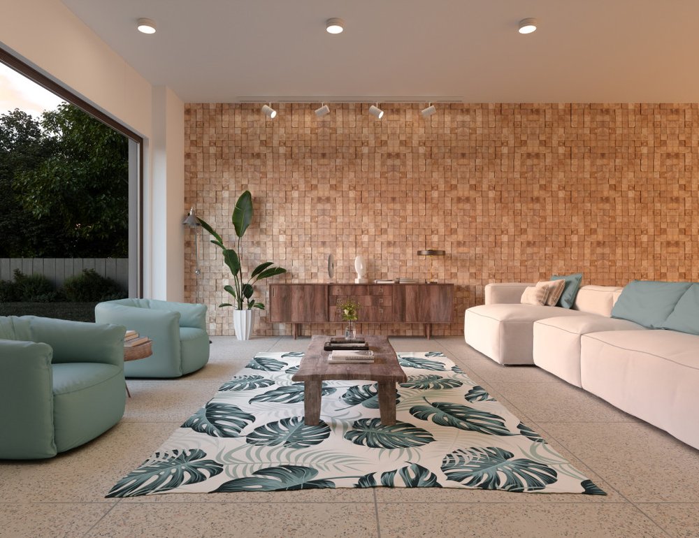 AUREMI Embossed Block Teak Wood Decorative Wall Panels