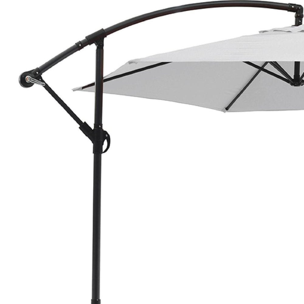 White Cantilever Patio Umbrella with Stand — 9.5'