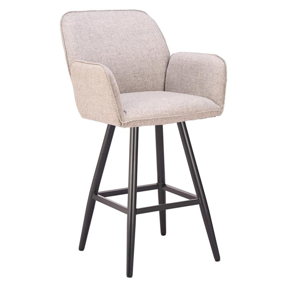 Beige Aluminum Swivel Bar Chair — 31" Seat