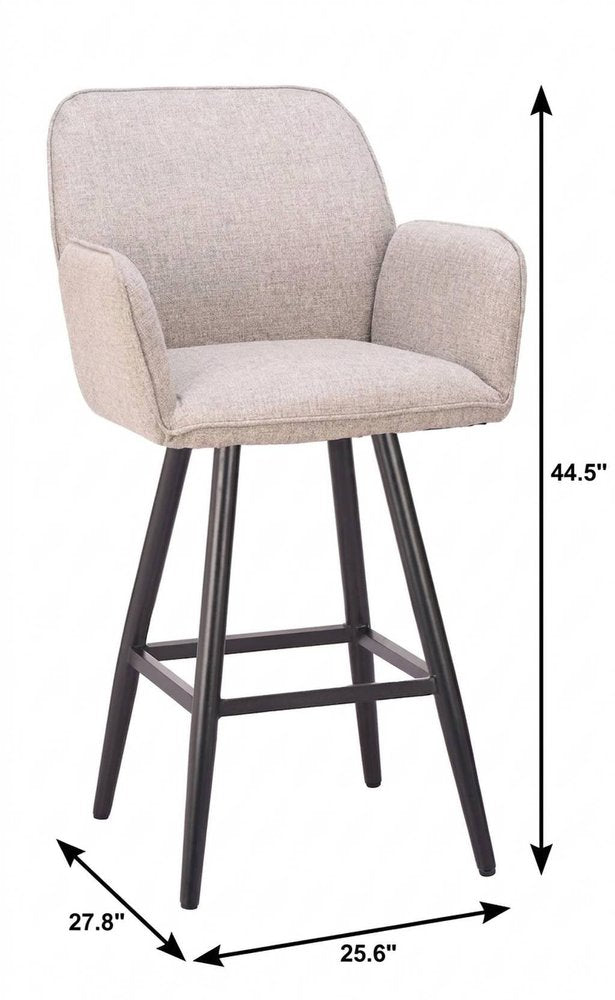 Beige Aluminum Swivel Bar Chair — 31" Seat