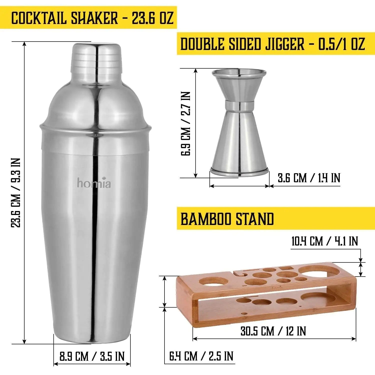 Piece Silver Bartender Kit with Bamboo Stand