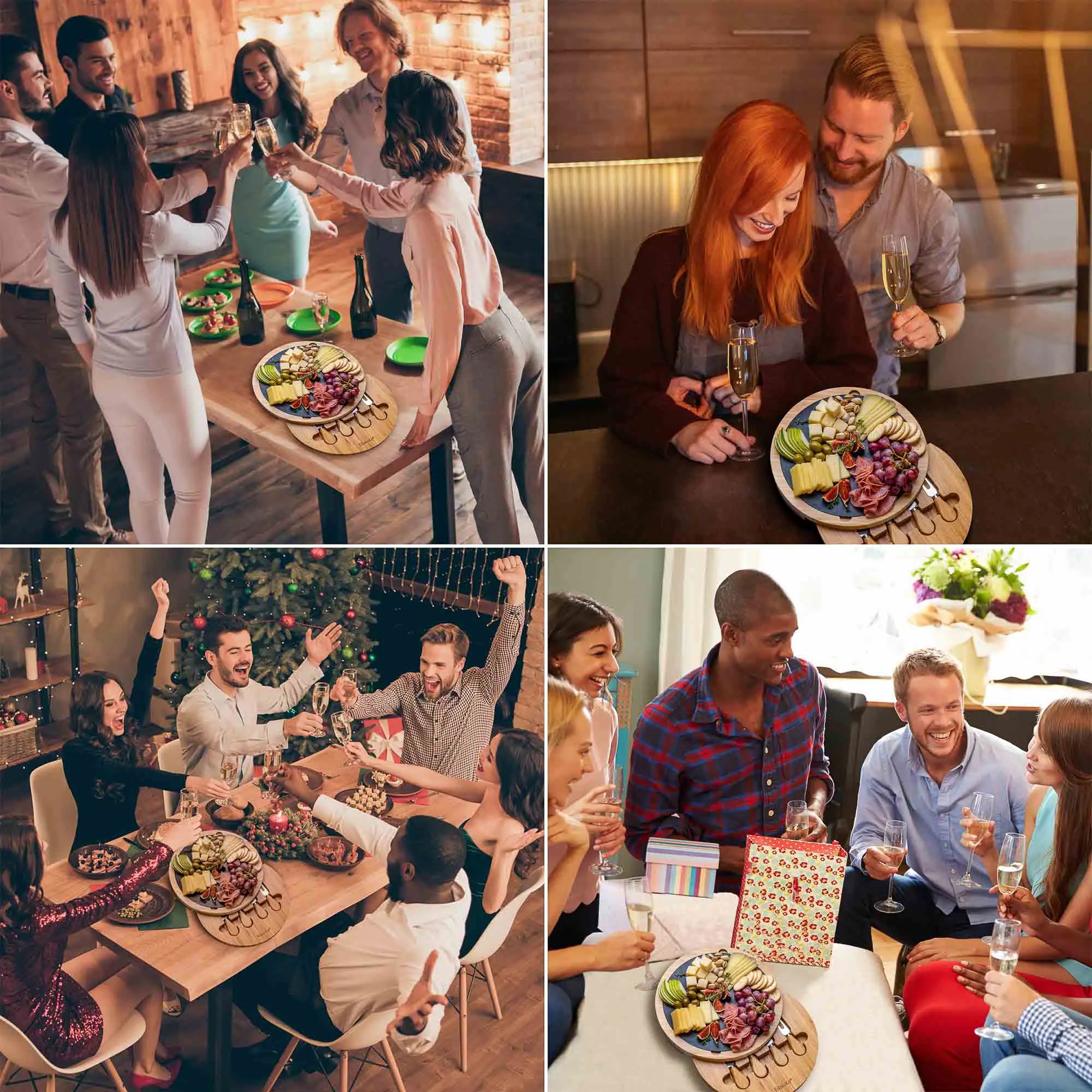 Bamboo Swivel Cheese & Charcuterie Board - 12-inch with Knives