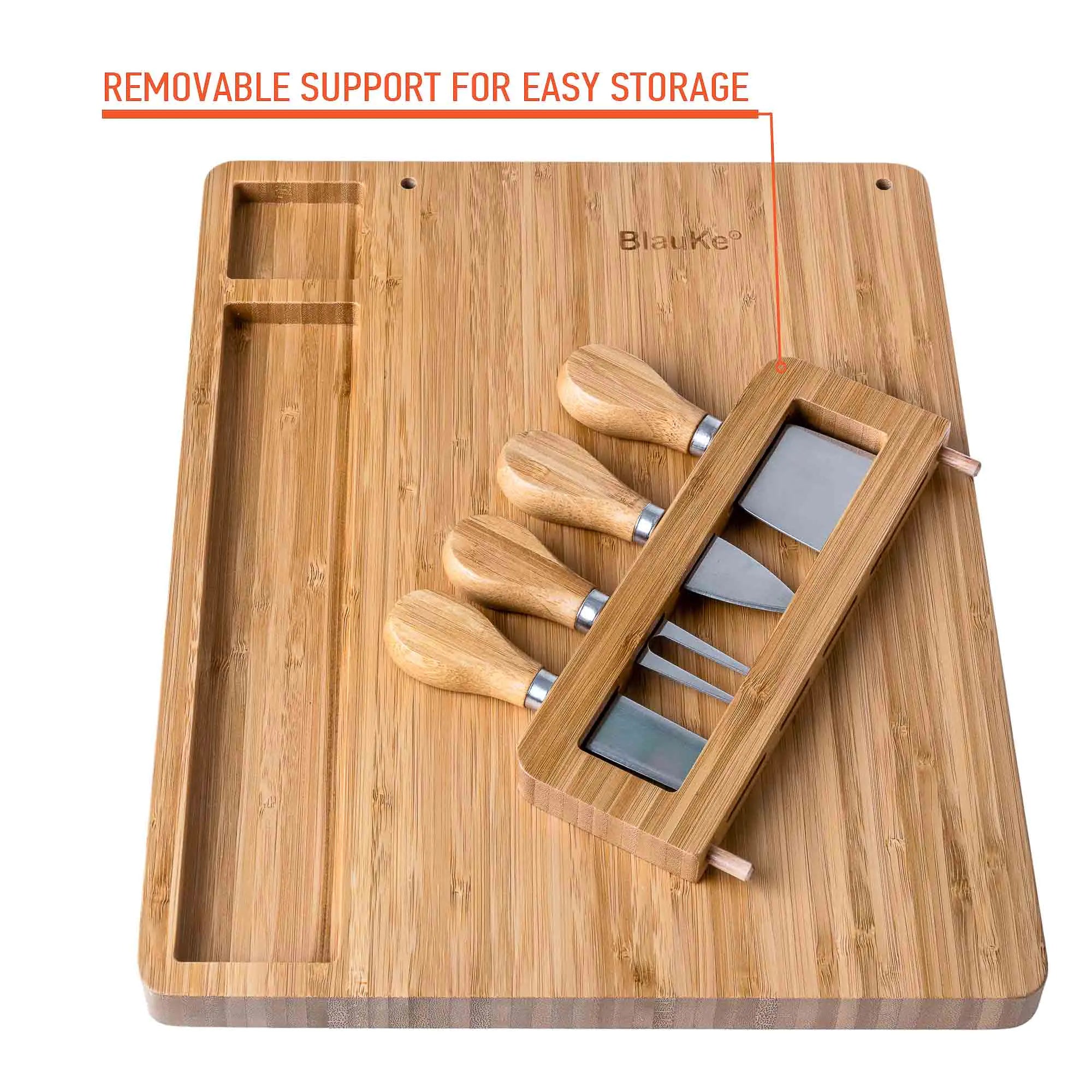 Bamboo Charcuterie Platter with Knife Set - 14x11 inch