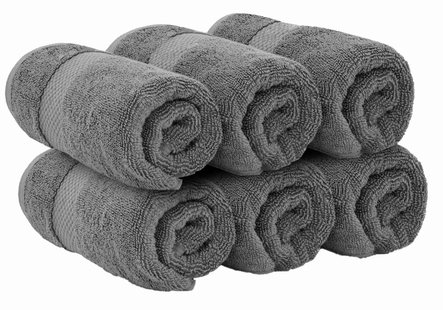Premium Dark Gray Hand Towels 16x30 - Pack of 6