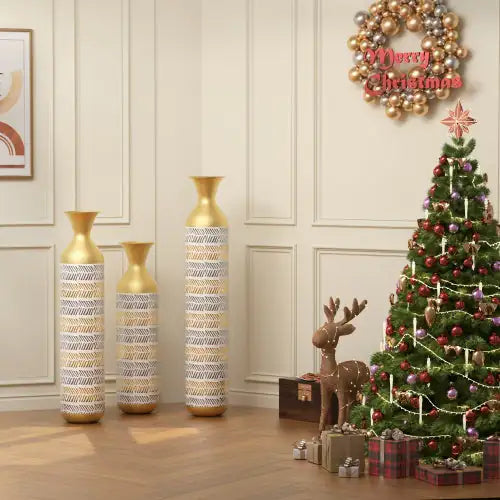 Vintage Grey Tall Vase Trio