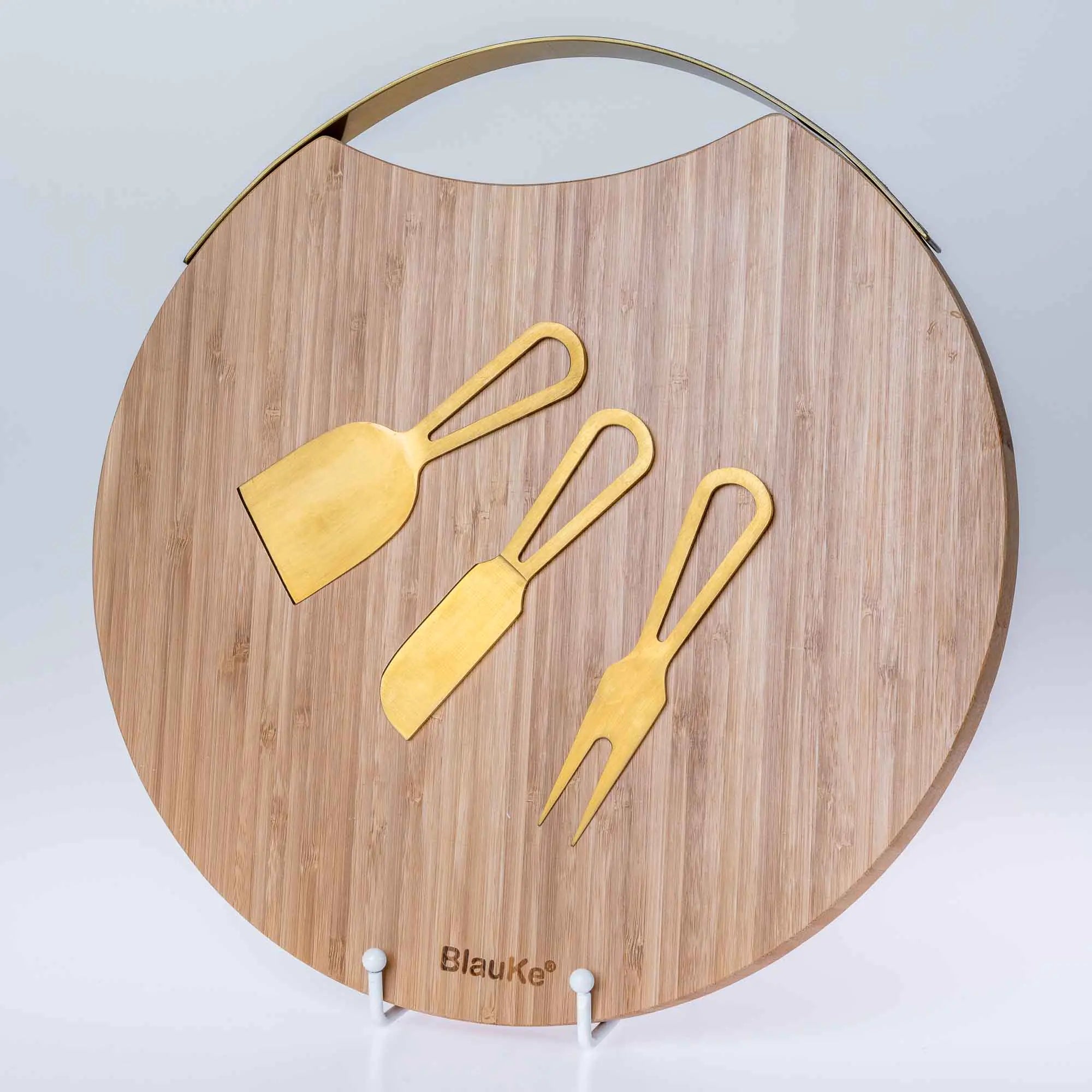 Bamboo Charcuterie Plate with Magnetic Knife Set - 13" Round