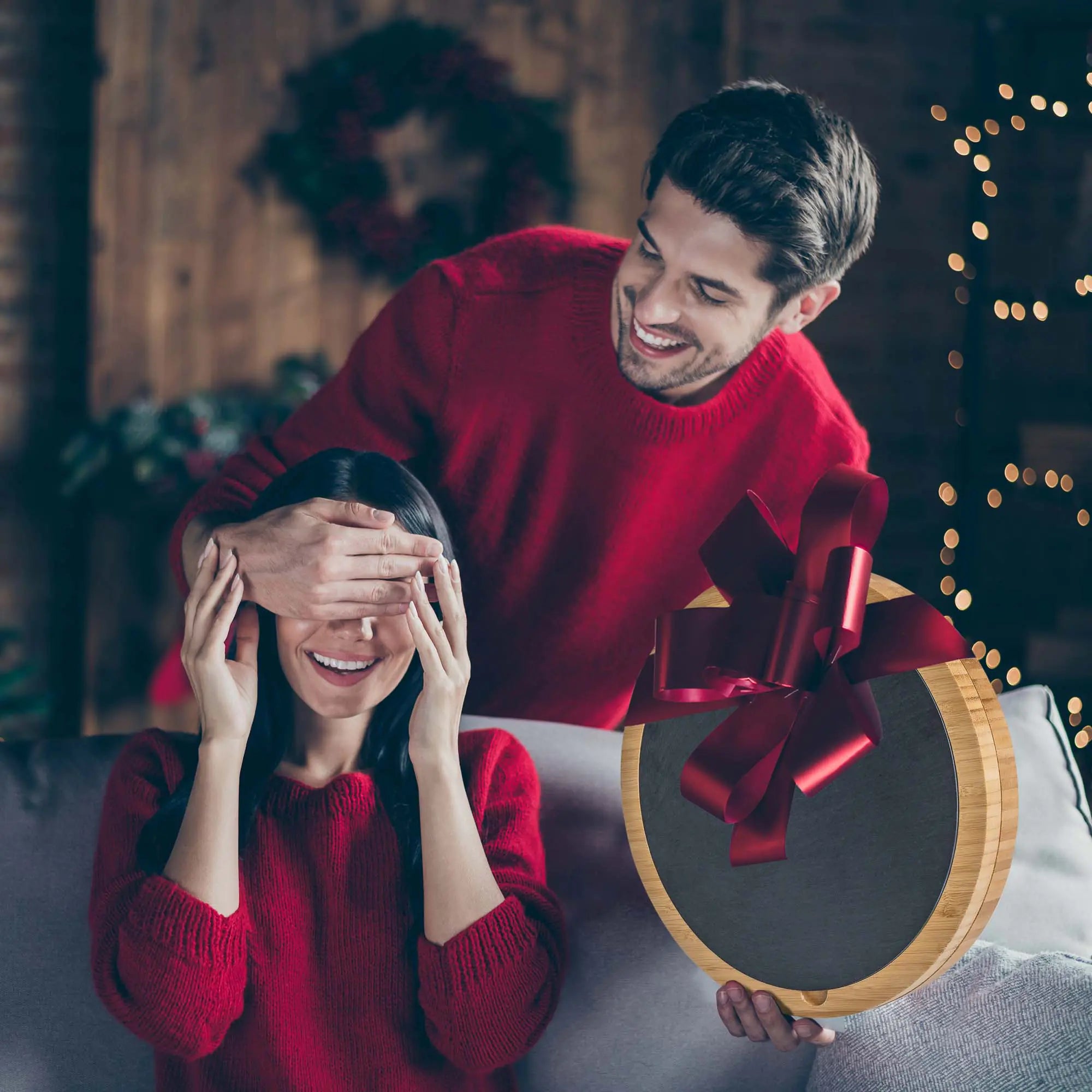 Bamboo Swivel Cheese & Charcuterie Board - 12-inch with Knives