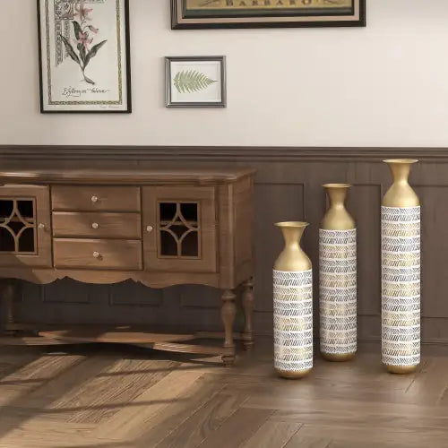 Vintage Grey Tall Vase Trio