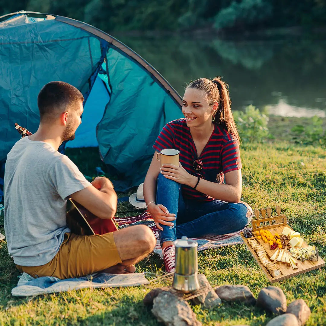 Bamboo Charcuterie Platter with Knife Set - 14x11 inch