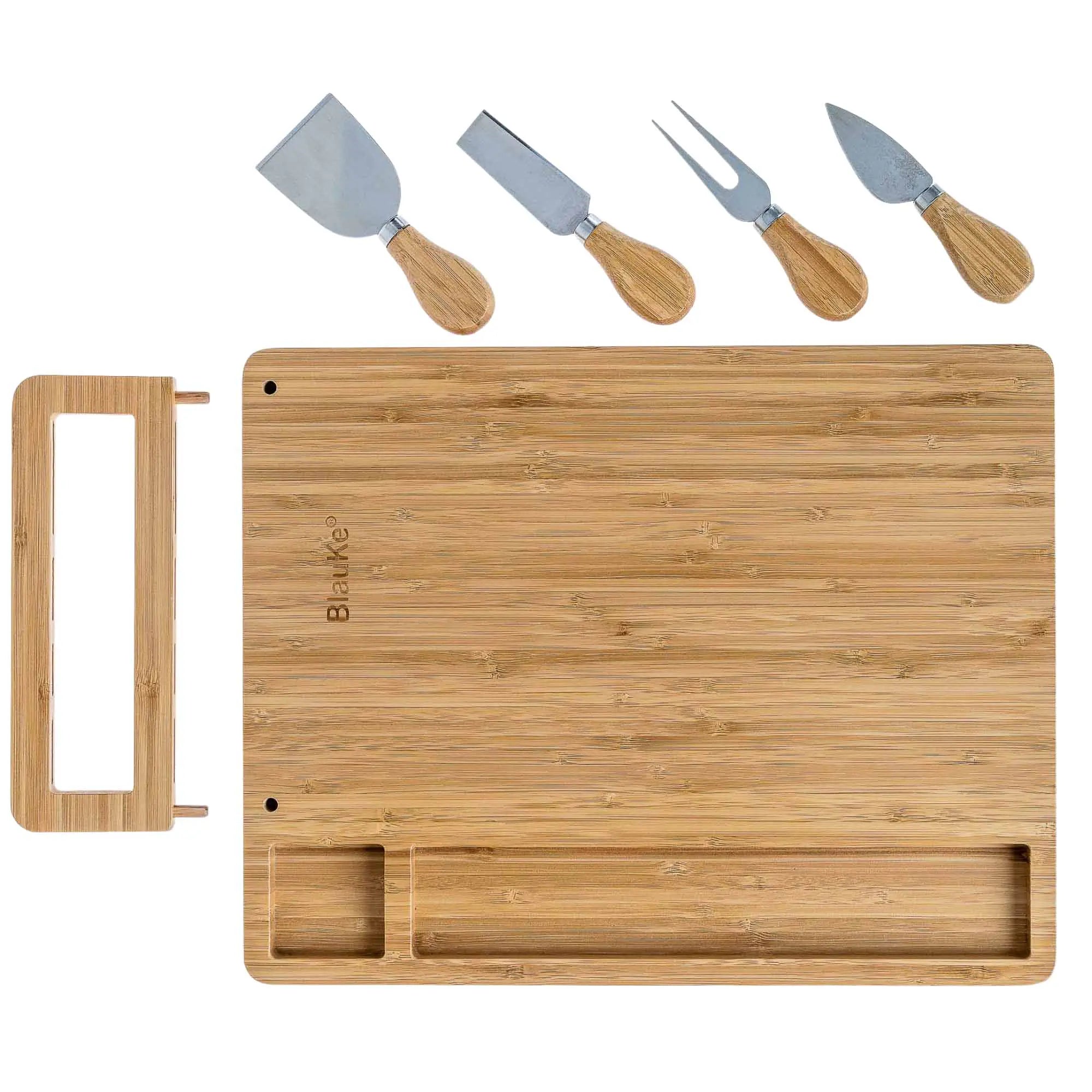 Bamboo Charcuterie Platter with Knife Set - 14x11 inch