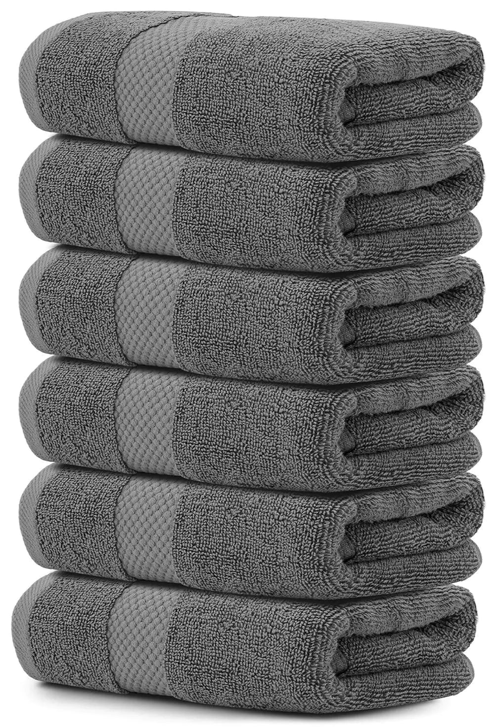 Premium Dark Gray Hand Towels 16x30 - Pack of 6
