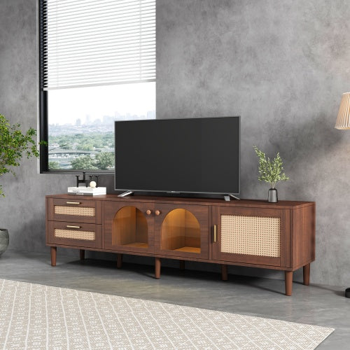 Rattan 80'' LED Entertainment Stand